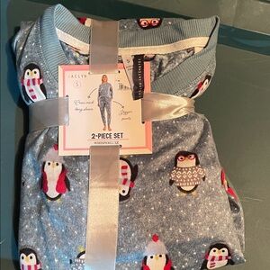 Women's Penguin Pajama Set - Soft Blue NWT